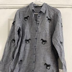 Zara button down shirt - horses